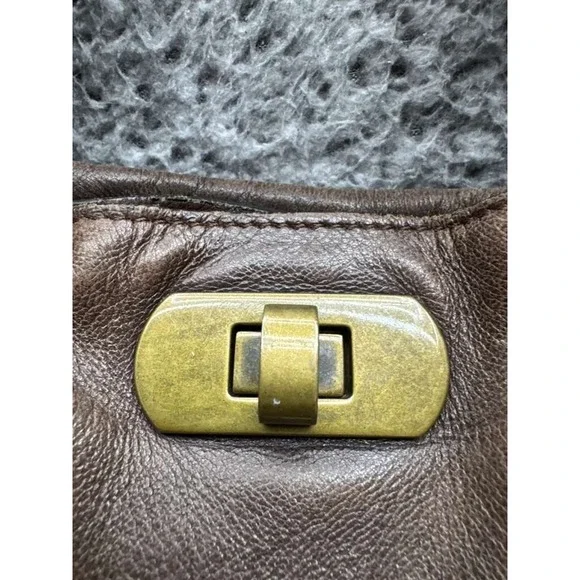 Marni Women's Convertible Leather Turn Lock Crossbody Tote Hobo Bag Brown - Picture 7 of 14